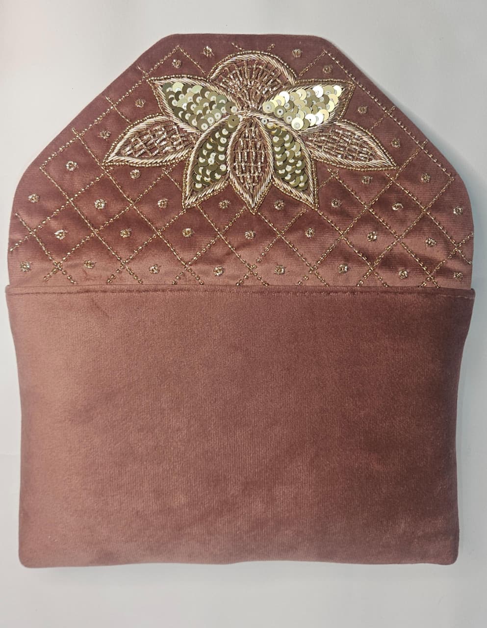 Trendy Handmade Party Clutch Velvet | New Design Velvet Embroidered Clutch For Women | Party Wear Hand Clutch With Golden Chain - Image 3